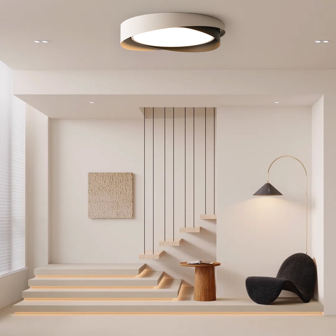 Slim Halo Integrated LED Ceiling Light / ∅ 19.7″ x H 3.5″ / Dia 50cm x H 9cm (Power: ~36W) / Black & White / Cool Light