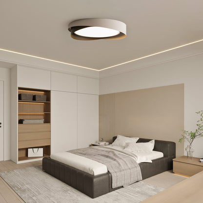 Slim Halo Integrated LED Ceiling Light / ∅ 19.7″ x H 3.5″ / Dia 50cm x H 9cm (Power: ~36W) / Black & Gold / Warm Light