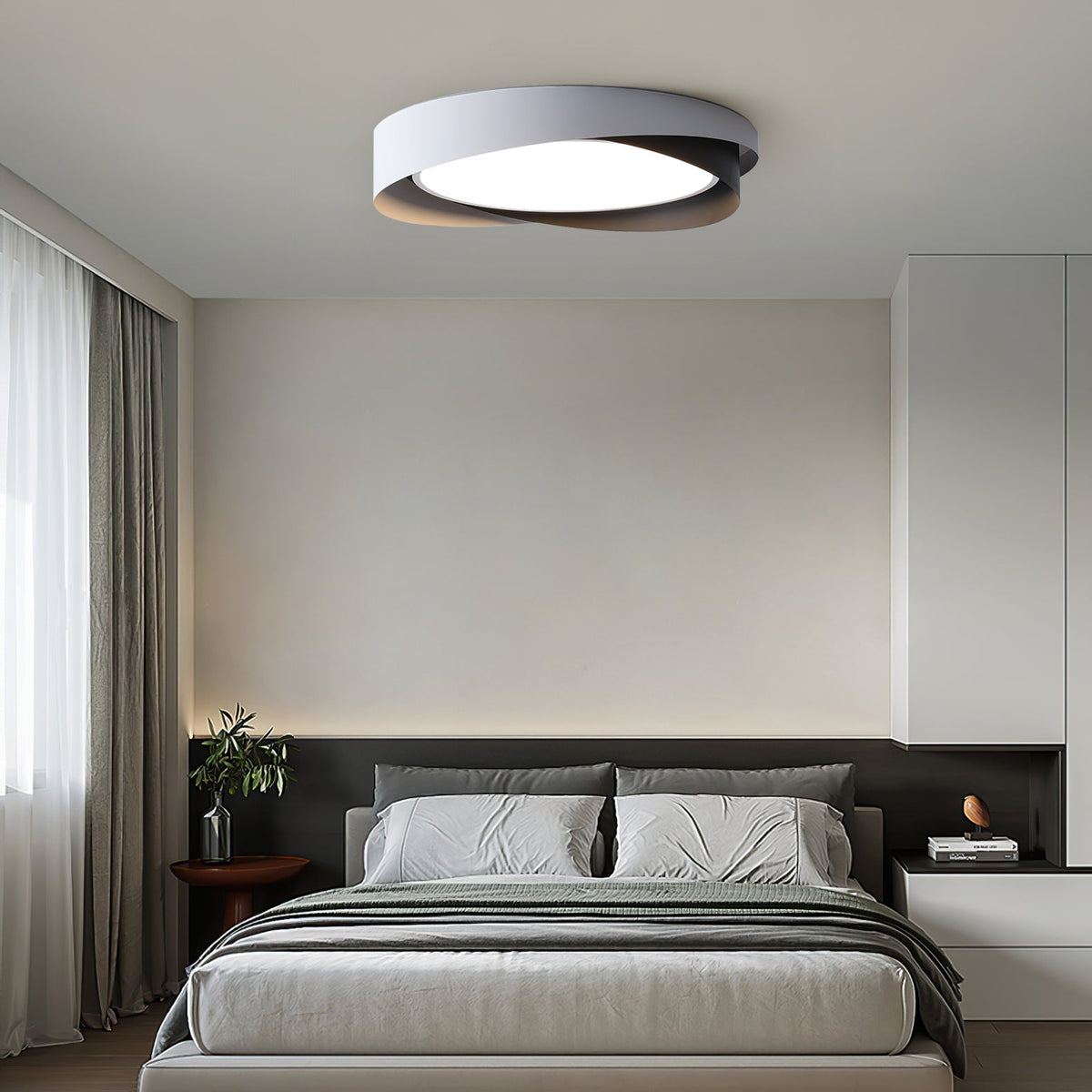 Slim Halo Integrated LED Ceiling Light / ∅ 19.7″ x H 3.5″ / Dia 50cm x H 9cm (Power: ~36W) / Black & Gold / Cool Light