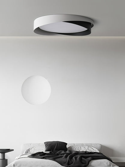Slim Halo Integrated LED Ceiling Light / ∅ 23.6″ x H 3.5″ / Dia 60cm x H 9cm (Power: ~48W) / Black & Gold / Warm Light