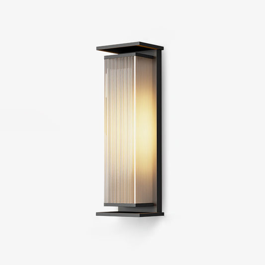 Solar Rectangular LED Outdoor Wall Light / L 6.3″ x W 4.7″ x H 13.8″ / L 16cm x W 12cm x H 35cm / Black / Warm Light