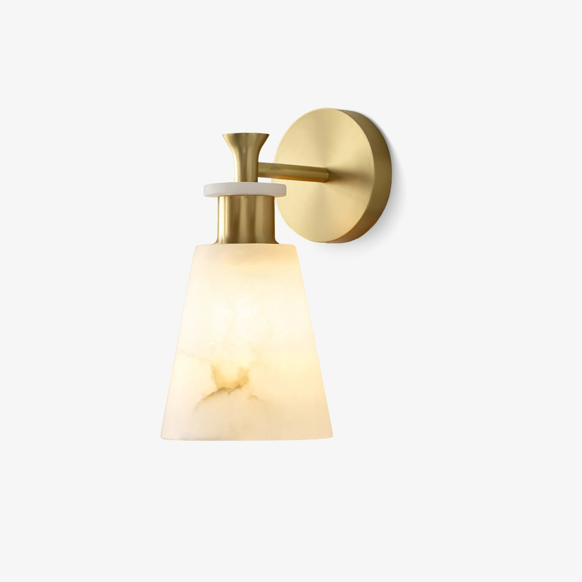 Tapered White Alabaster Wall Light / ∅ 4.7″ x H 9.8″ / Dia 12cm x H 25cm / Antique Copper / Single