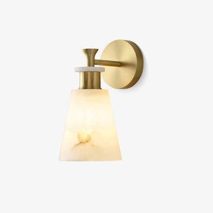 Tapered White Alabaster Wall Light / ∅ 4.7″ x H 9.8″ / Dia 12cm x H 25cm / Antique Copper / Single