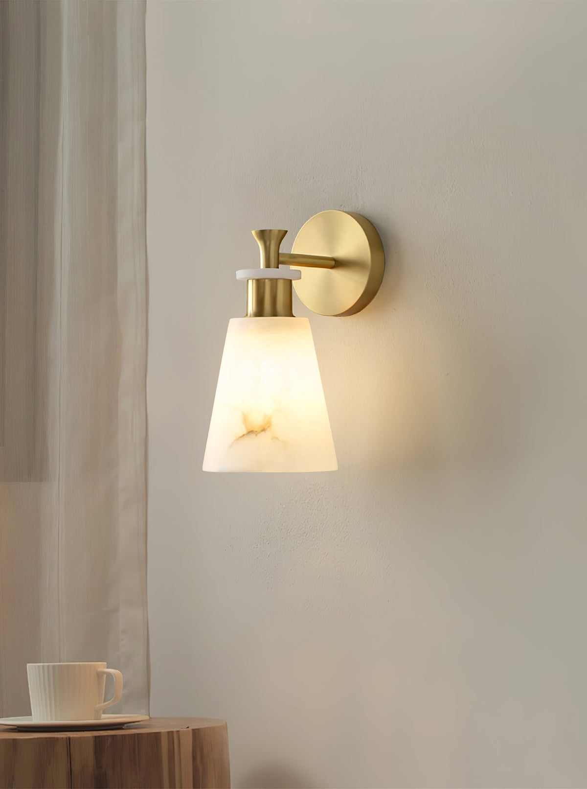 Tapered White Alabaster Wall Light