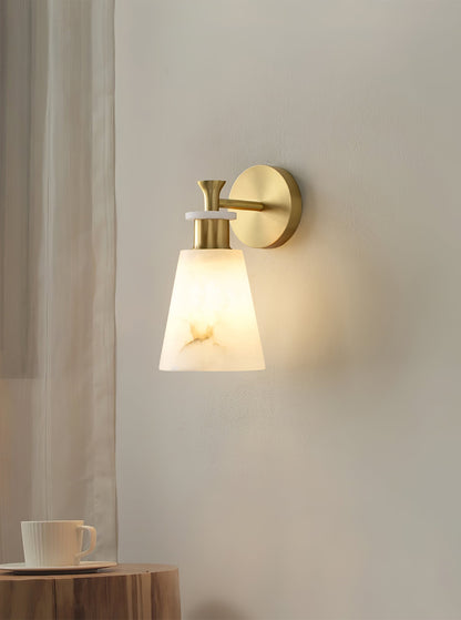 Tapered White Alabaster Wall Light