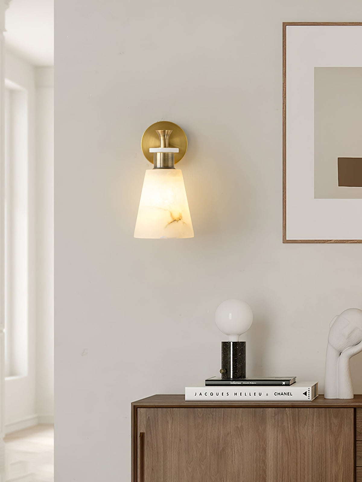Tapered White Alabaster Wall Light