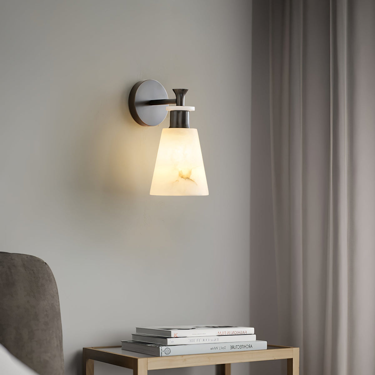 Tapered White Alabaster Wall Light