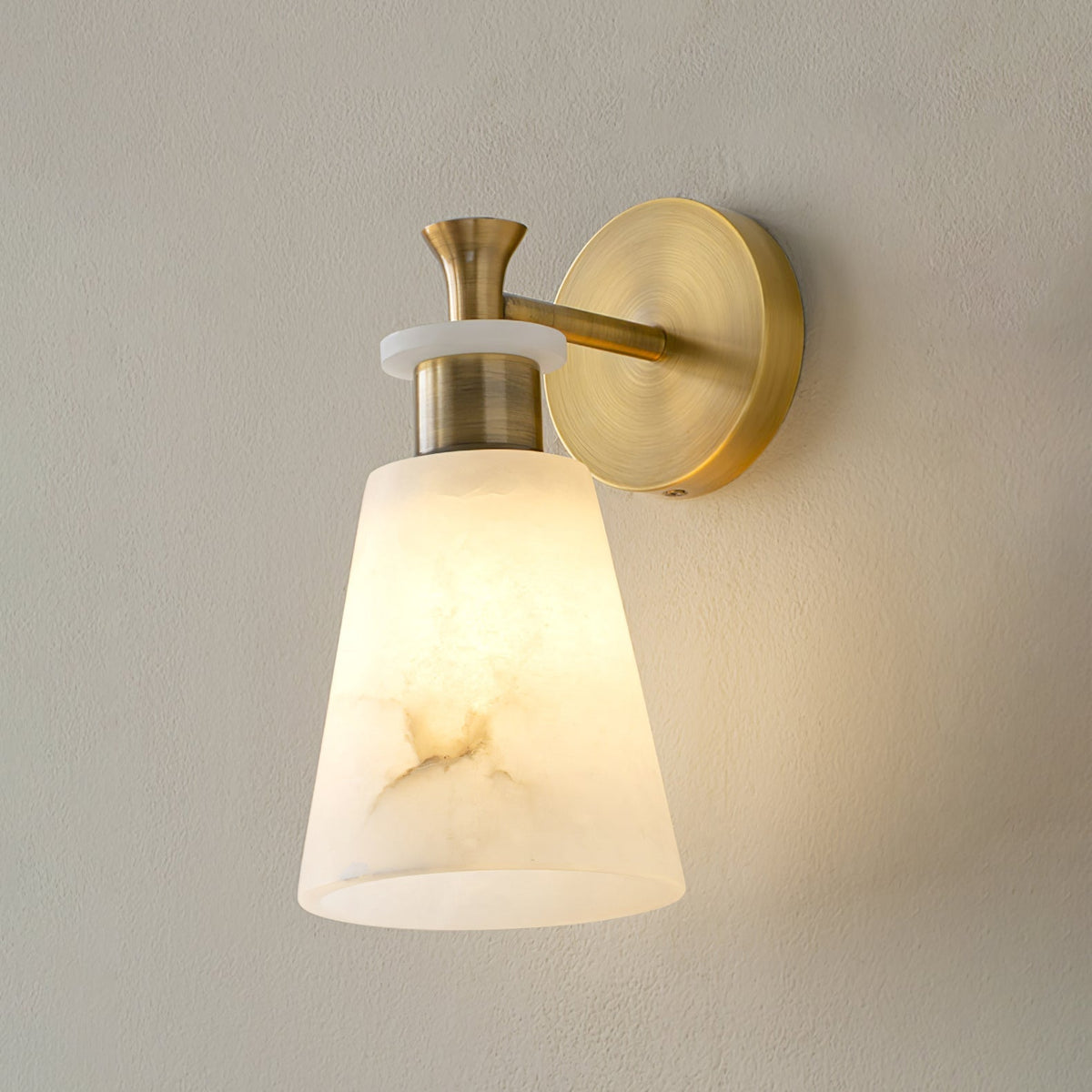 Tapered White Alabaster Wall Light