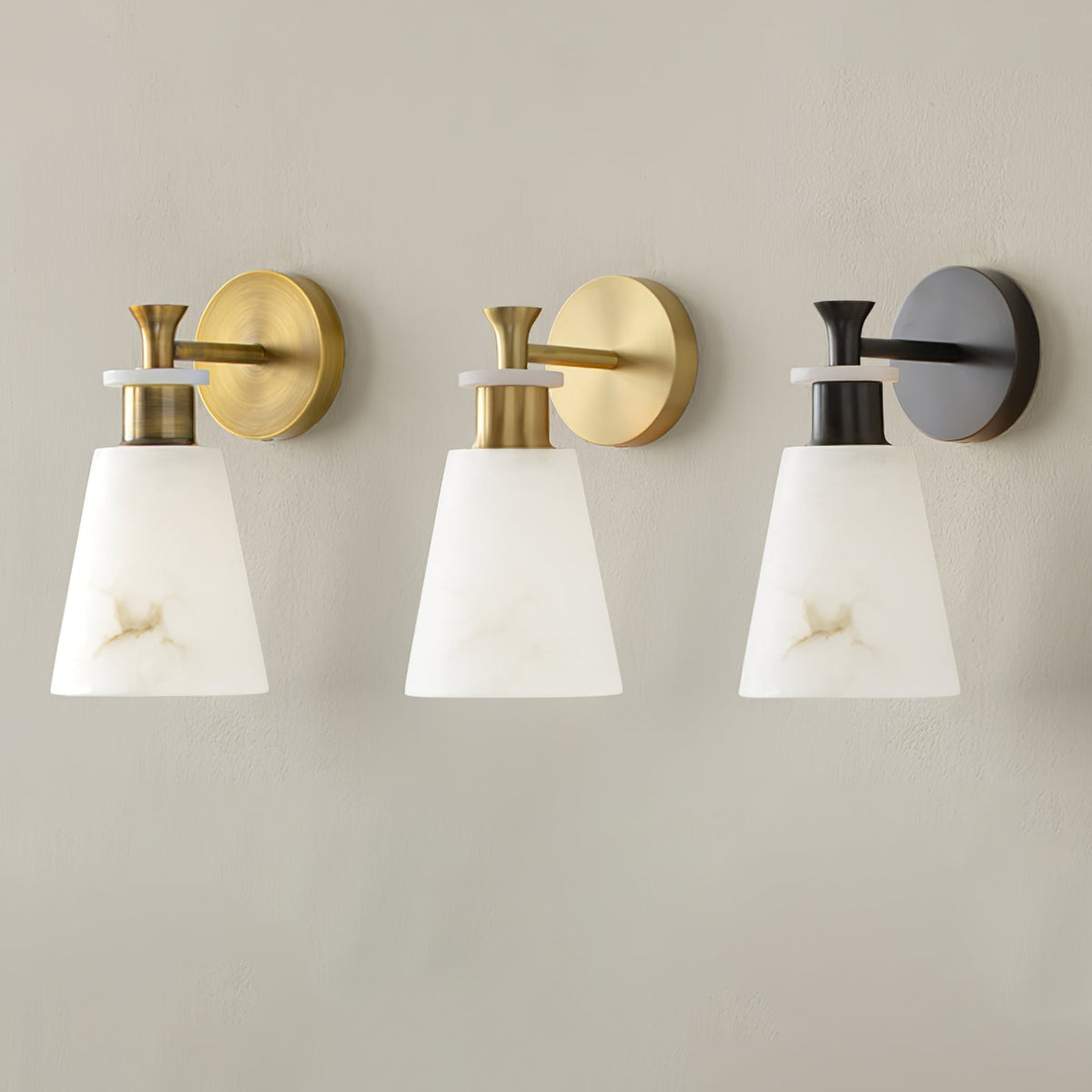 Tapered White Alabaster Wall Light