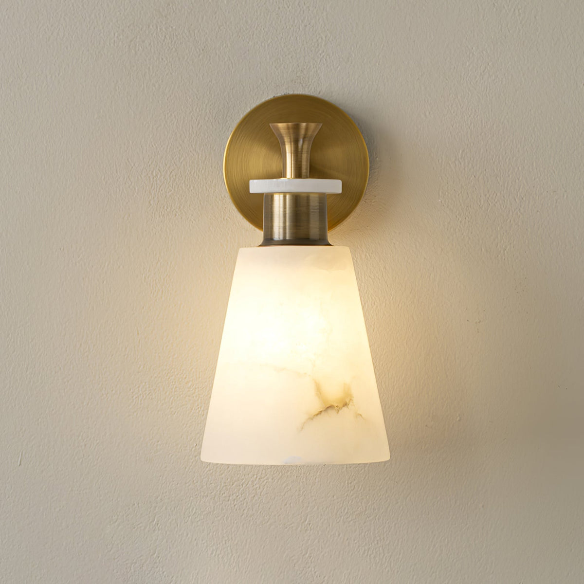 Tapered White Alabaster Wall Light