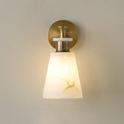 Tapered White Alabaster Wall Light
