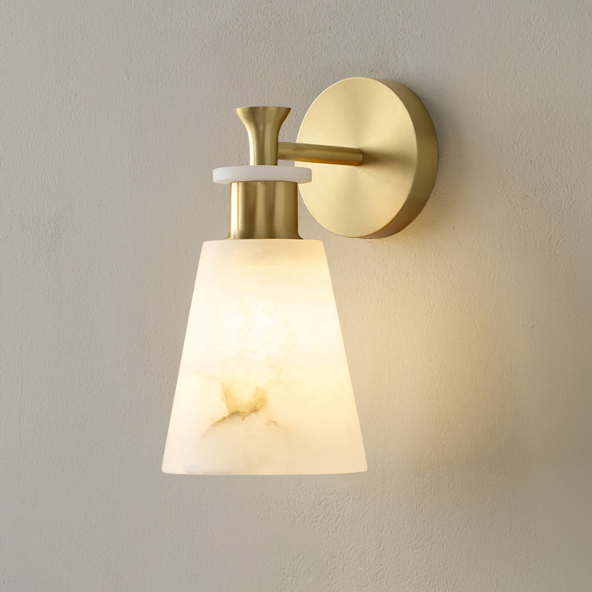Tapered White Alabaster Wall Light