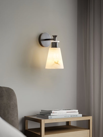 Tapered White Alabaster Wall Light