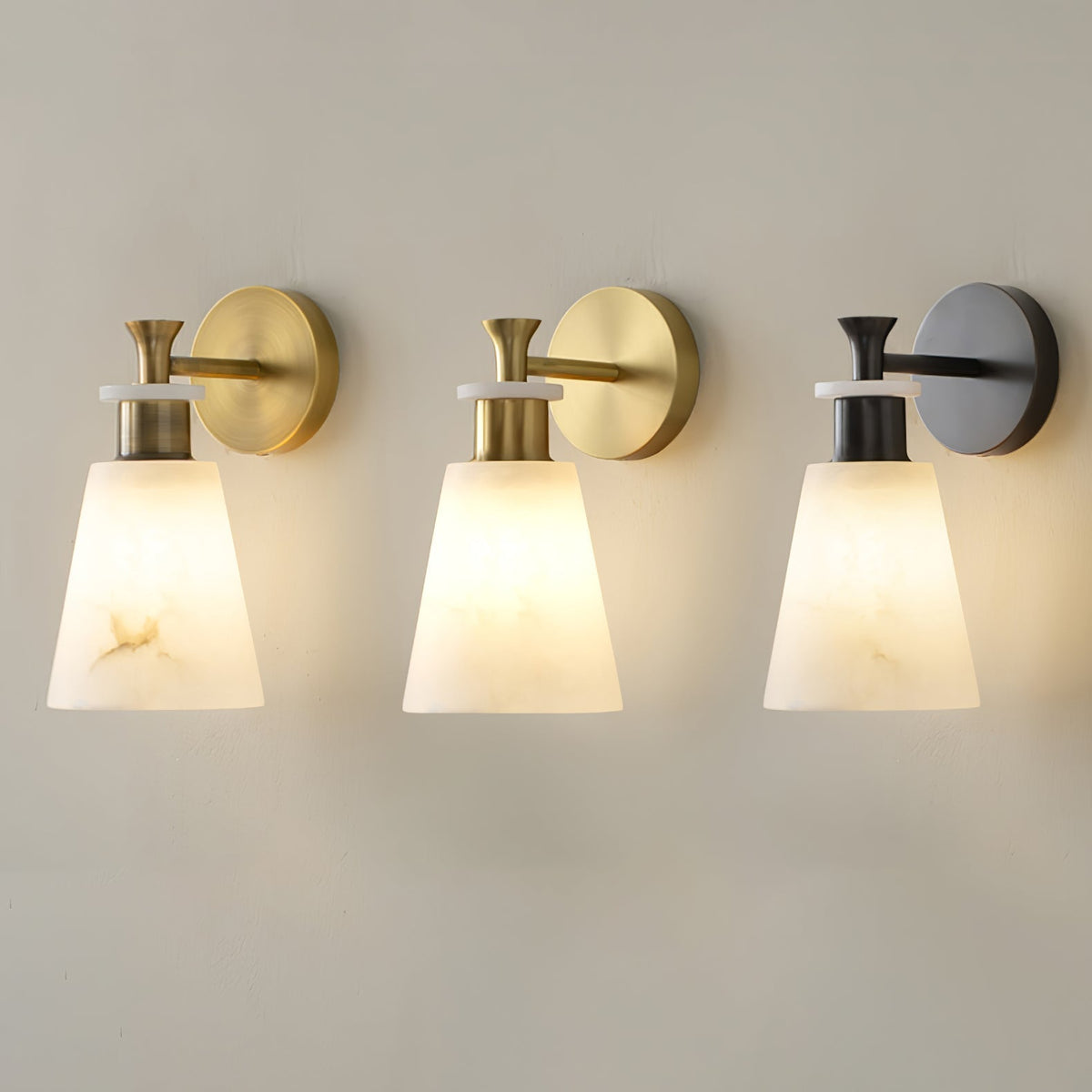 Tapered White Alabaster Wall Light