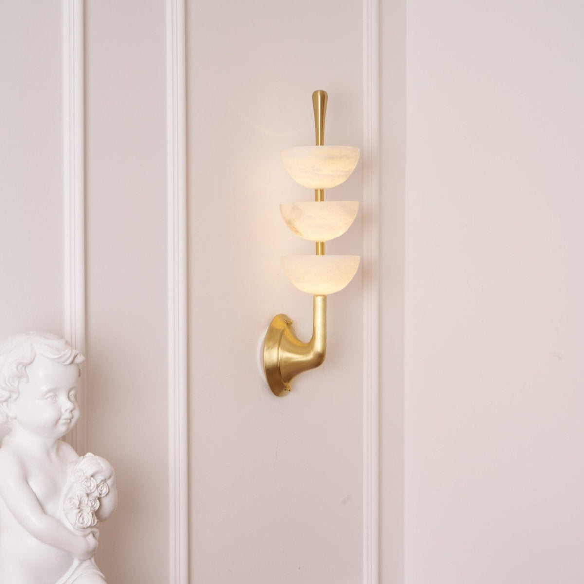 Triple White Alabaster LED Wall Light