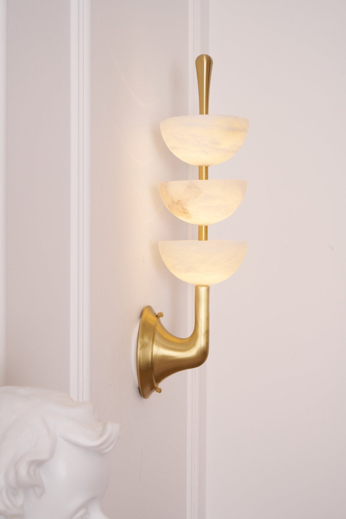 Triple White Alabaster LED Wall Light