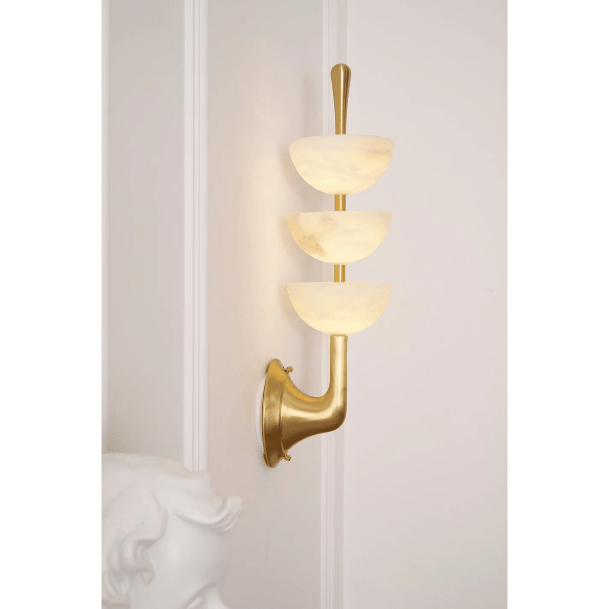 Triple White Alabaster LED Wall Light