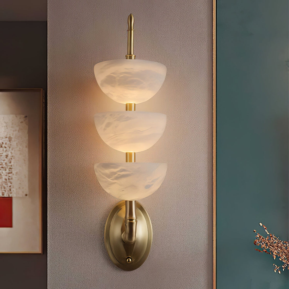 Triple White Alabaster LED Wall Light