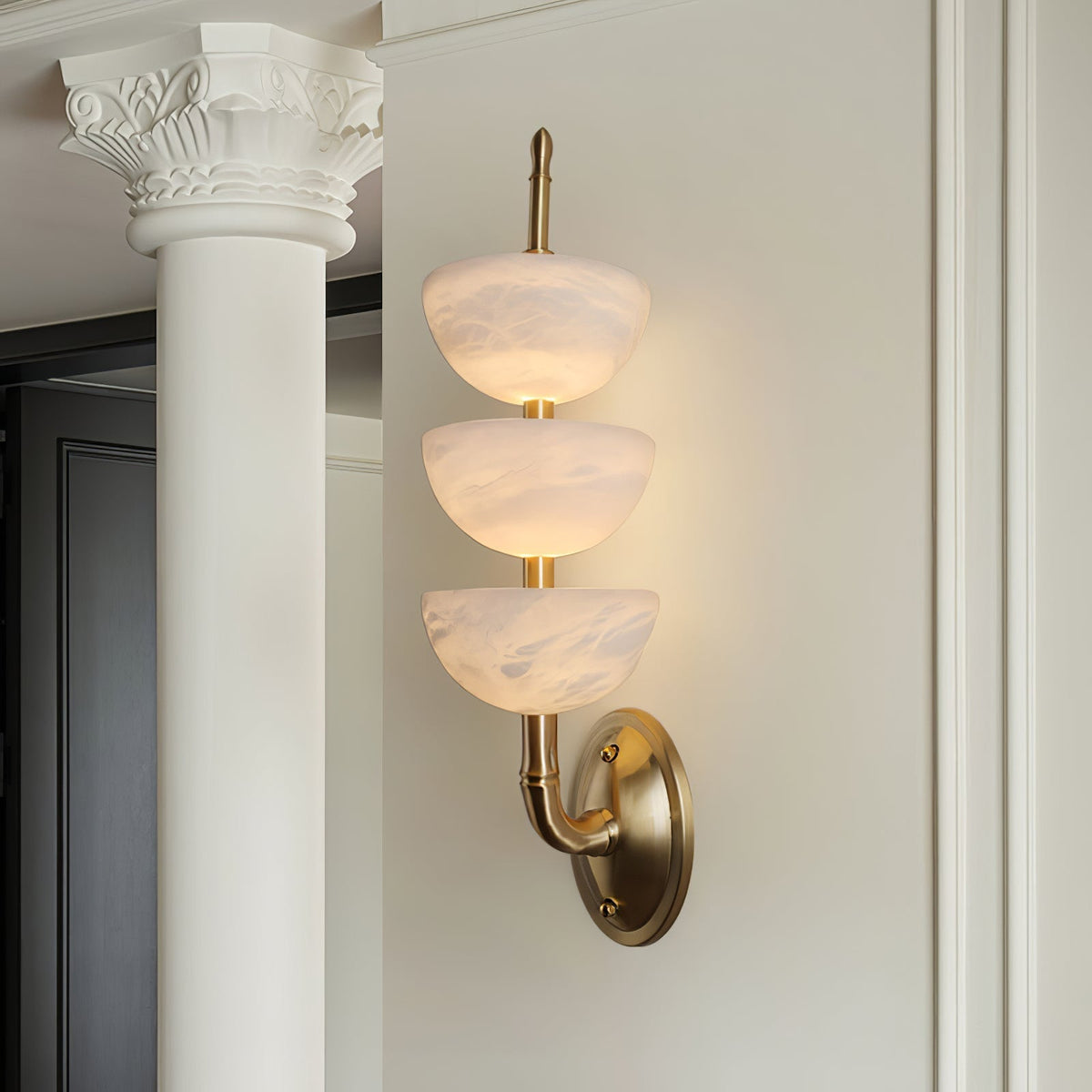 Triple White Alabaster LED Wall Light