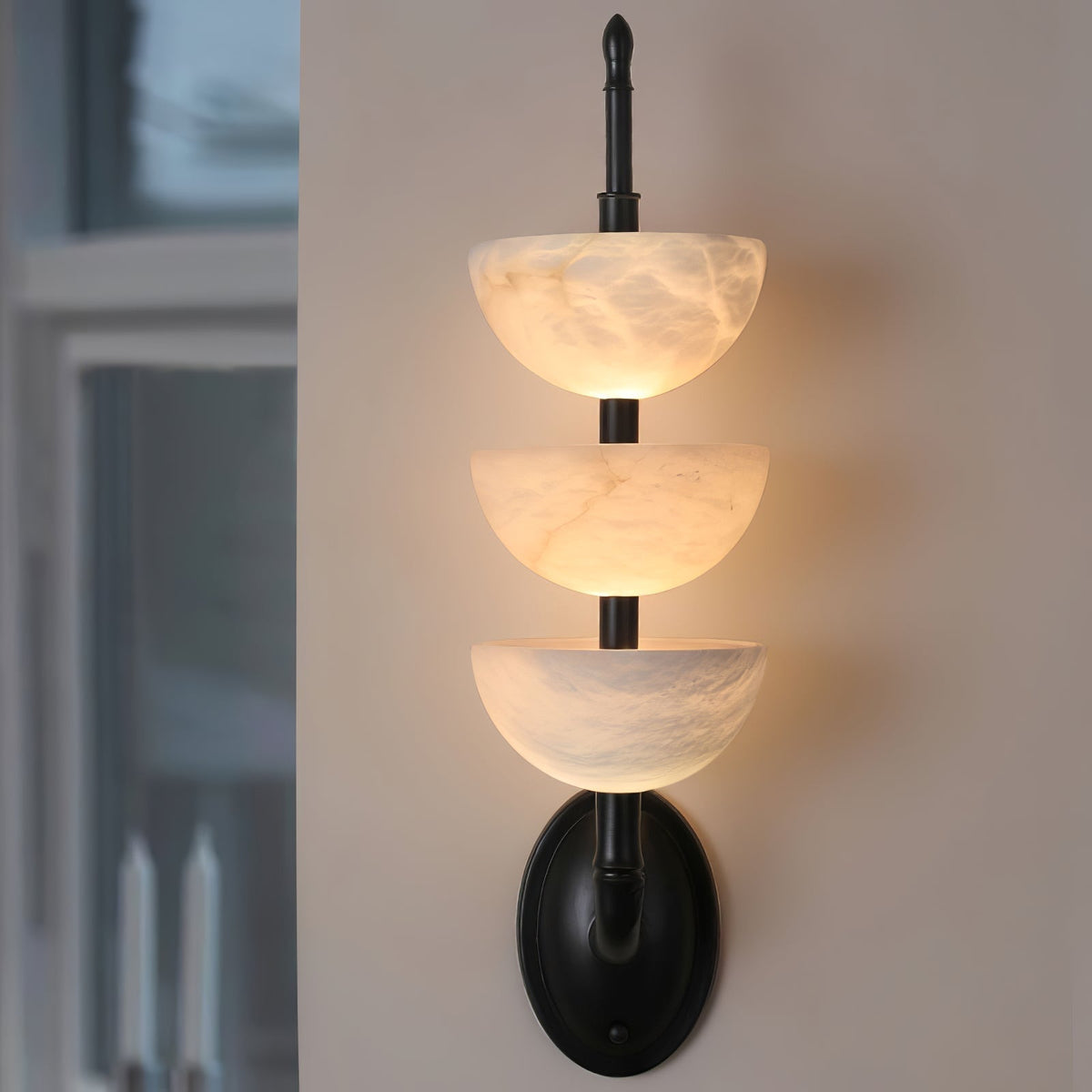Triple White Alabaster LED Wall Light