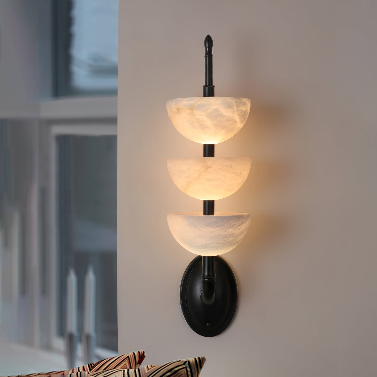 Triple White Alabaster LED Wall Light
