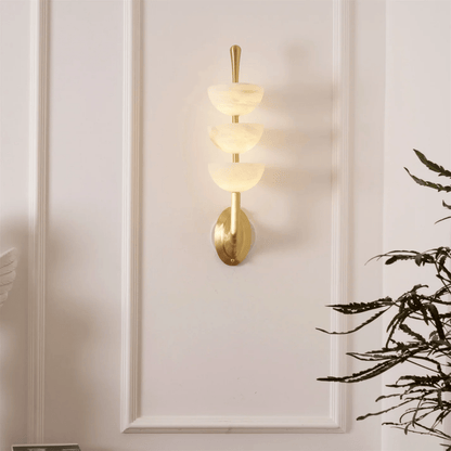 Triple White Alabaster LED Wall Light
