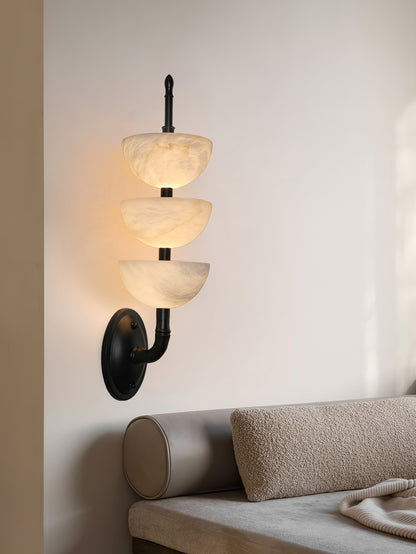 Triple White Alabaster LED Wall Light