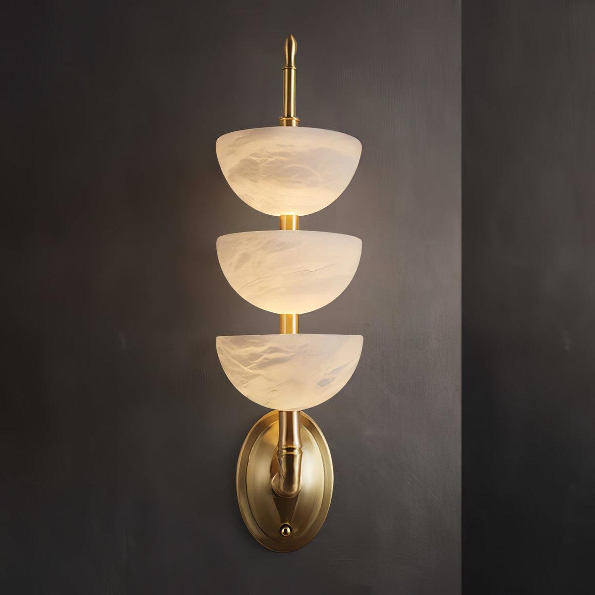 Triple White Alabaster LED Wall Light