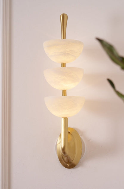 Triple White Alabaster LED Wall Light