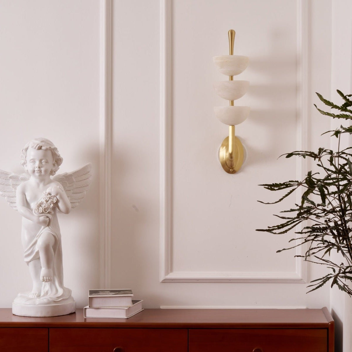 Triple White Alabaster LED Wall Light
