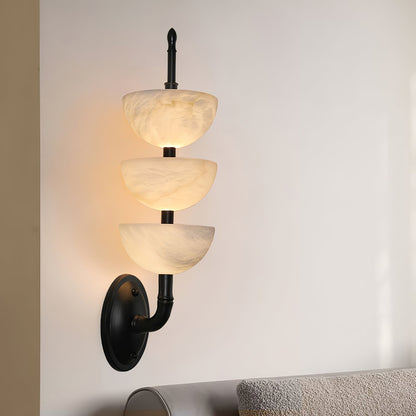 Triple White Alabaster LED Wall Light