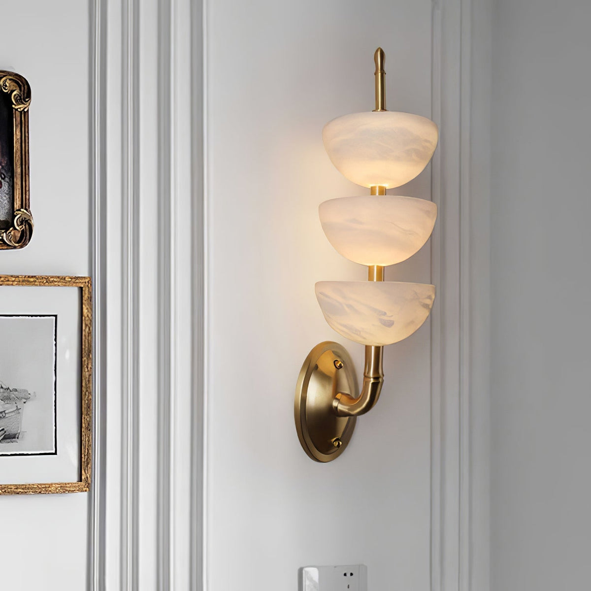 Triple White Alabaster LED Wall Light