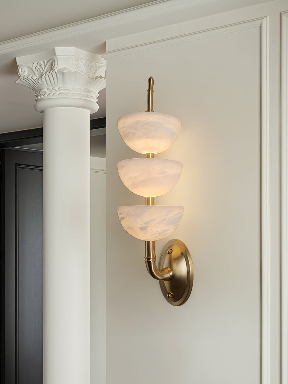 Triple White Alabaster LED Wall Light