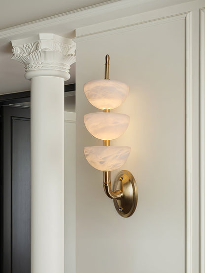 Triple White Alabaster LED Wall Light