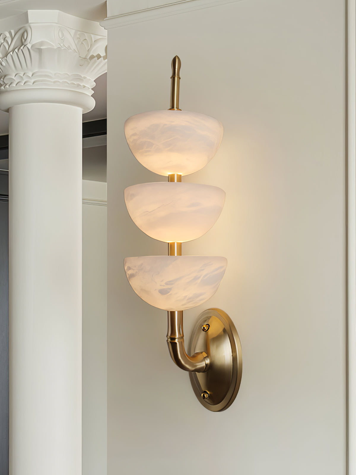 Triple White Alabaster LED Wall Light