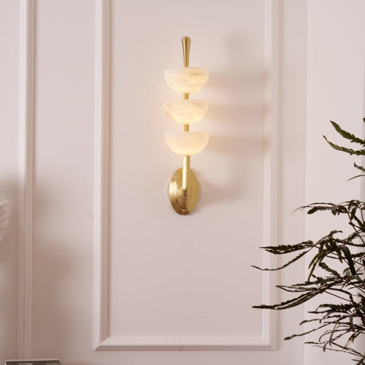 Triple White Alabaster LED Wall Light