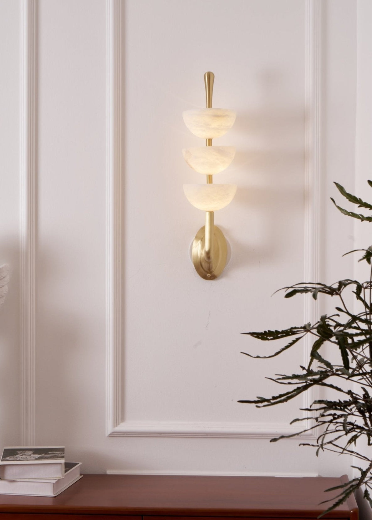 Triple White Alabaster LED Wall Light