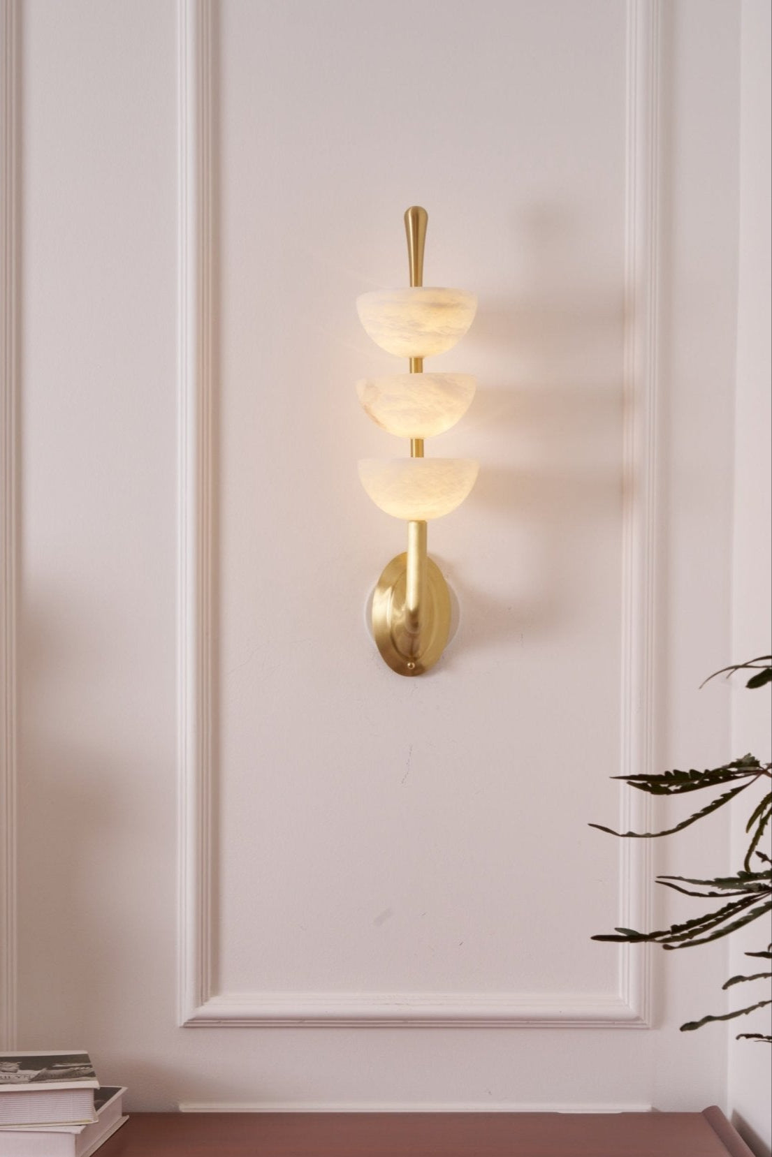 Triple White Alabaster LED Wall Light