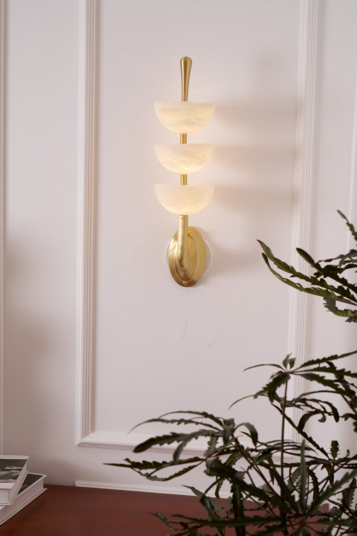 Triple White Alabaster LED Wall Light