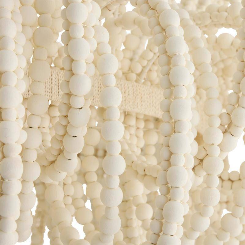 White Wood Beaded Loop Chandelier