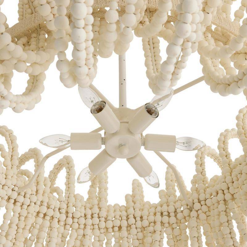 White Wood Beaded Loop Chandelier