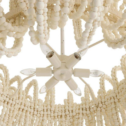 White Wood Beaded Loop Chandelier