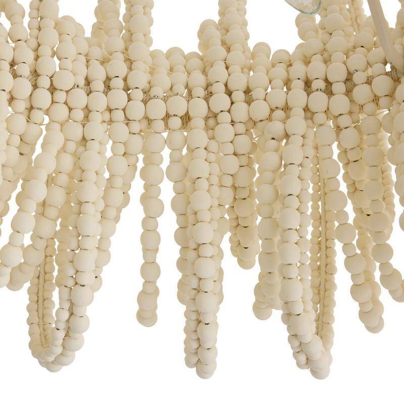White Wood Beaded Loop Chandelier