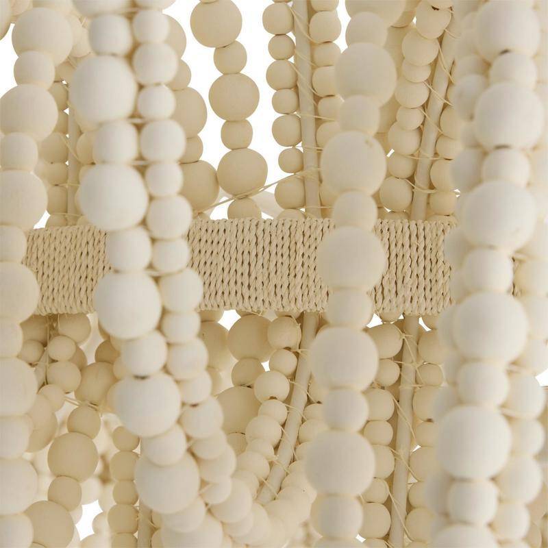 White Wood Beaded Loop Chandelier