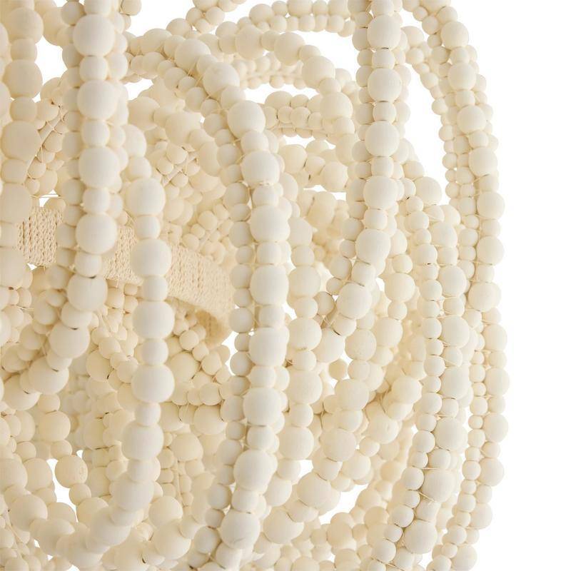 White Wood Beaded Loop Chandelier
