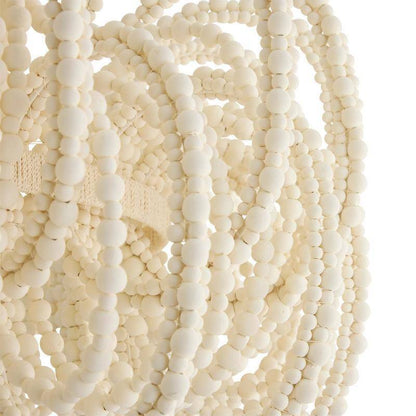 White Wood Beaded Loop Chandelier